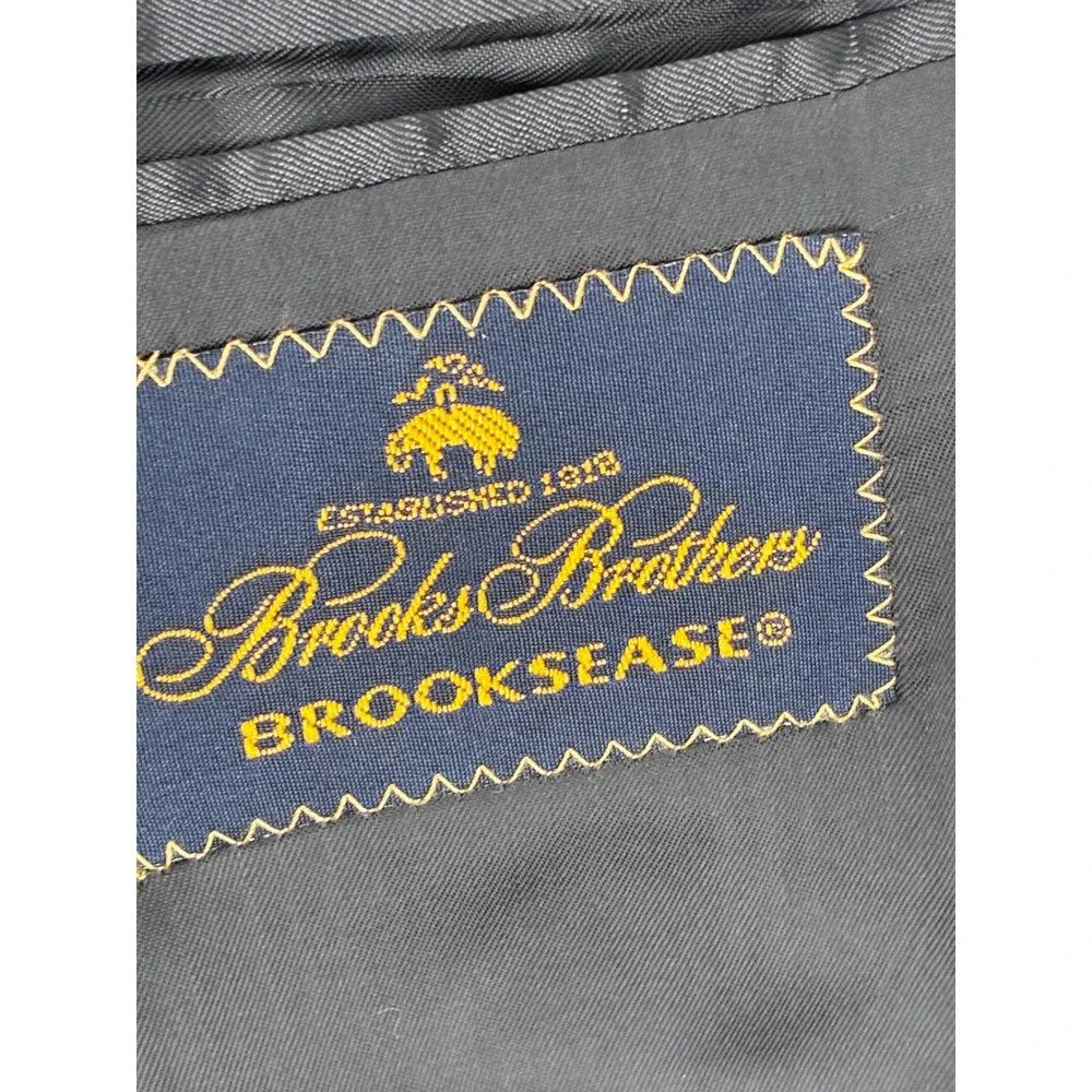 Brooks Brothers Brooksease Grey Glen Plaid Wool Blazer 42R Black Overcheck Coat